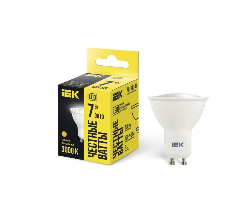 Лампа светодиодная ECO PAR16 софит 7Вт 230В 3000К GU10 IEK LLE-PAR16-7-230-30-GU10