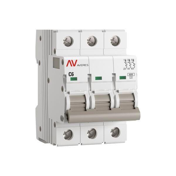 Выключатель автоматический модульный 3п C 6А 6кА AV-6 AVERES EKF mcb6-3-06C-av