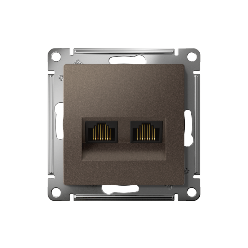 Розетка компьютерная 2-м AtlasDesign RJ45 кат.5E механизм мокко SE ATN000685