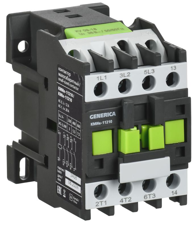 Контактор КМИе-11210 12А 36В/АС3 1НО GENERICA KKME11-012-036-10