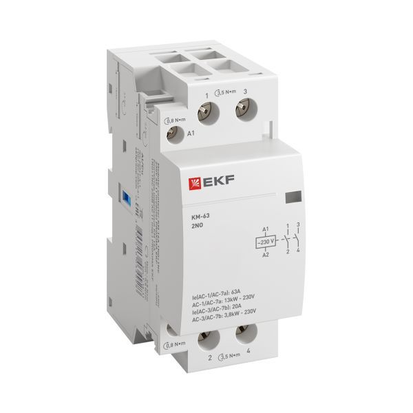 Контактор модульный КМ 63А 2NО (2 мод.) EKF km-2-63-20