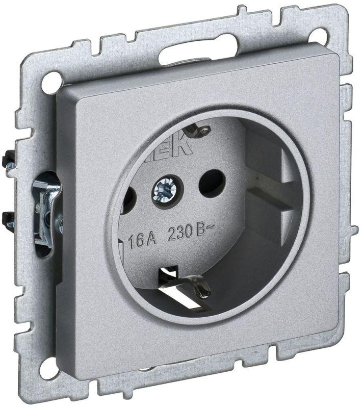 Розетка BRITE РС11-1-0-БрА 16А с заземл. без защ. шторки механизм алюм. IEK BR-R11-16-K47