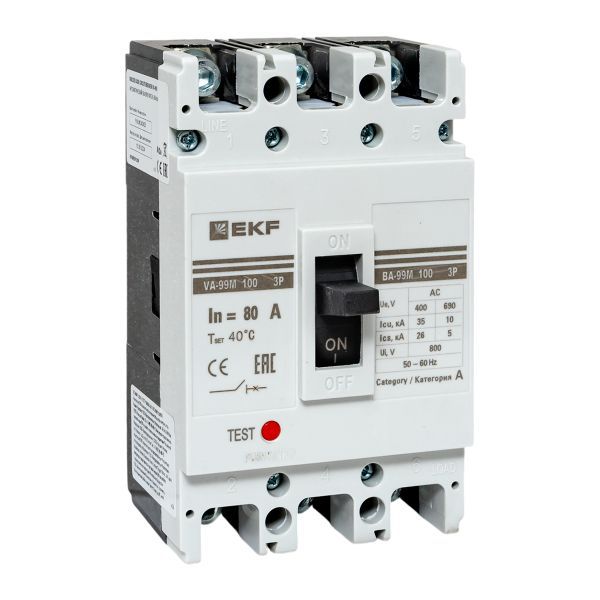 Выключатель автоматический 3п 100/80А 35кА ВА-99М PROxima EKF mccb99-100-80m