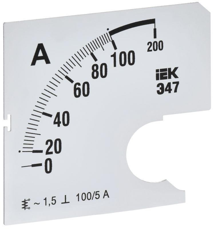 Шкала сменная для амперметра Э47 100/5А-1.5 72х72мм IEK IPA10D-SC-0100