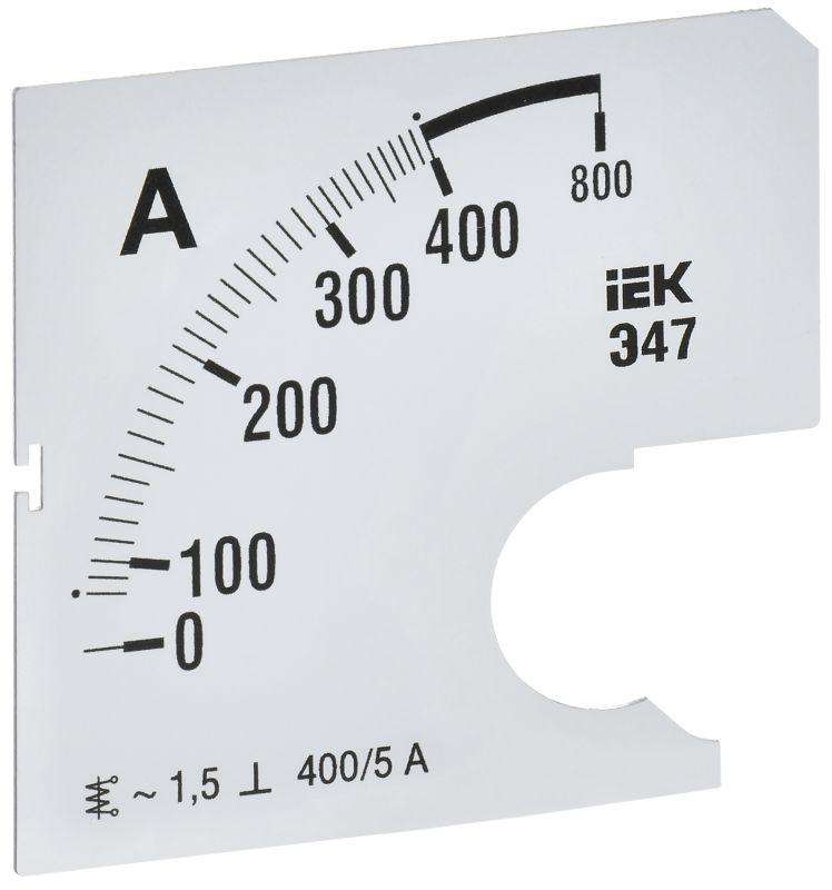Шкала сменная для амперметра Э47 400/5А-1.5 72х72мм IEK IPA10D-SC-0400