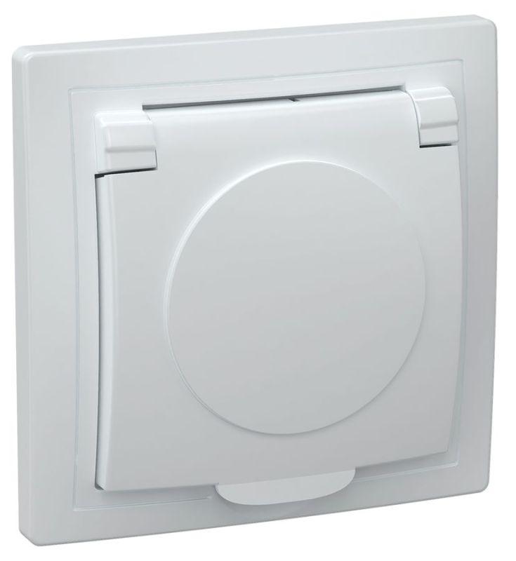 Розетка 1-м СП Кварта РСб10-3-КБ 16А IP20 с заземл. с крышкой бел. GENERICA ERK15-K01-16-DM