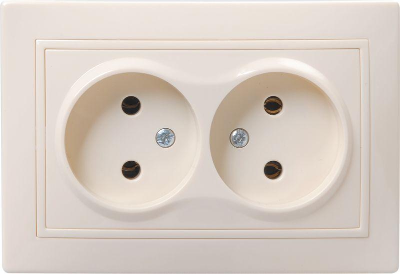 Розетка 2-м СП Кварта 10А IP20 без заземл. без защ. шторок крем. GENERICA ERK23-K33-10-DM