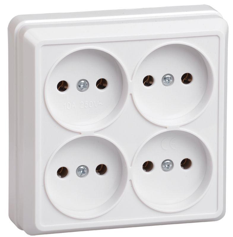 Розетка 4-м ОП Октава 10А IP20 без заземл. бел. GENERICA ERO40-K01-10-DC