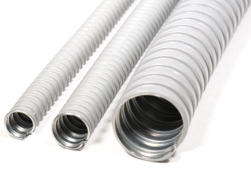Металлорукав в ПВХ изоляции МРПИ НГ 20 d20мм без протяжки сер. (уп.50м) ГОФРОМАТИК zeta41921