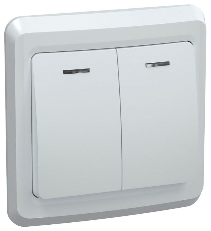 Выключатель 2-кл. СП Вега 10А IP20 ВС10-2-1-ВБ с индикацией бел. GENERICA EVV21-K01-10-DM