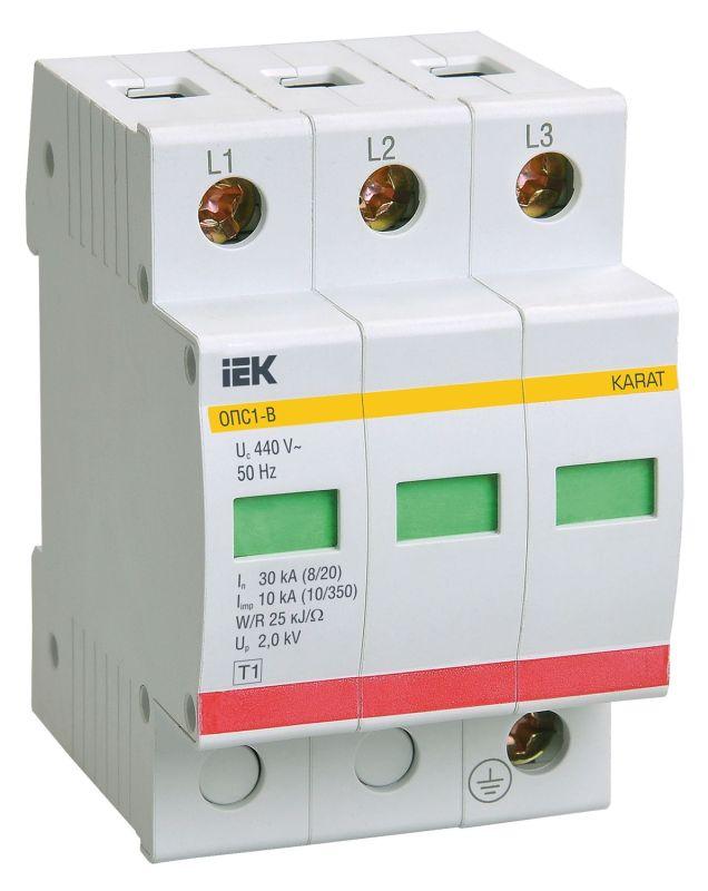 Ограничитель перенапряжения ОПС1-B 3P KARAT IEK MOP20-3-B